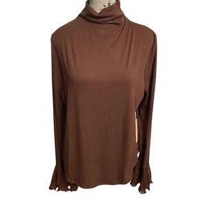 Brown Turtleneck Women's Top